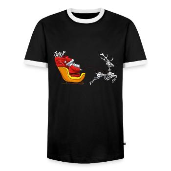 Squelette du Père Noël sur le traîneau - T-shirt contrasté Homme - noir/blanc - Devant - AI Model Female 172 light (172cm) & AI Model Male 178 light (178cm)