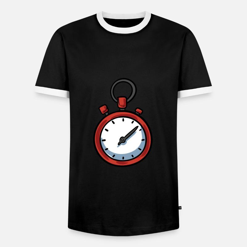 Clock Stopwatch - Men's Ringer Shirt - black/white