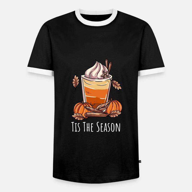 Kaffeebecher Herbst - Männer Kontrast-T-Shirt - Schwarz/Weiß