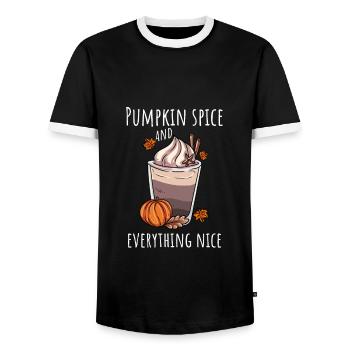Pumpkin Autumn Kafffee - Men's Ringer Shirt - black/white - Front - AI Model Female 172 light (172cm) & AI Model Male 178 light (178cm)