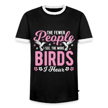 Ornithology Bird watching Bird lovers Bird - Men's Ringer Shirt - black/white - Front - AI Model Female 172 light (172cm) & AI Model Male 178 light (178cm)