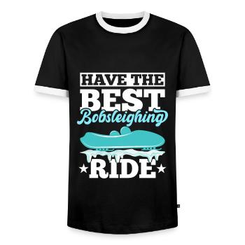 Sport Racing Driver Sled Bobsleigh - Men's Ringer Shirt - black/white - Front - AI Model Female 172 light (172cm) & AI Model Male 178 light (178cm)