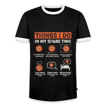 Basketteur de basket-ball - T-shirt contrasté Homme - noir/blanc - Devant - AI Model Female 172 light (172cm) & AI Model Male 178 light (178cm)