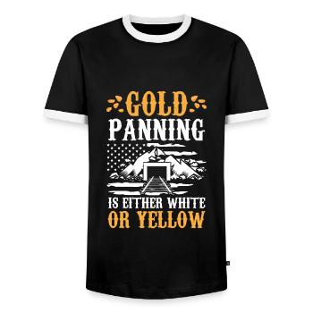 Goldwaschen Schürfen Bergbau USA Amerikanische Fla - Männer Kontrast-T-Shirt - Schwarz/Weiß - Vorne - AI Model Female 172 light (172cm) & AI Model Male 178 light (178cm)