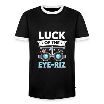 Specialist for eye care - Men's Ringer Shirt - black/white - Front - AI Model Female 172 light (172cm) & AI Model Male 178 light (178cm)