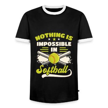Softball Sports Trainer - Men's Ringer Shirt - black/white - Front - AI Model Female 172 light (172cm) & AI Model Male 178 light (178cm)