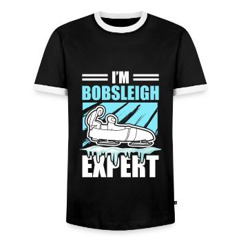 Bob Sledge Sledge Winter Sports Expert - Men's Ringer Shirt - black/white - Front - AI Model Female 172 light (172cm) & AI Model Male 178 light (178cm)