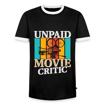 Film Critic Filmmaker Cinematographer - Men's Ringer Shirt - black/white - Front - AI Model Female 172 light (172cm) & AI Model Male 178 light (178cm)