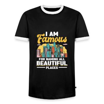 Tour Sightseeing US Amerikanischer Reiseleiter - Männer Kontrast-T-Shirt - Schwarz/Weiß - Vorne - AI Model Female 172 light (172cm) & AI Model Male 178 light (178cm)