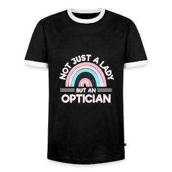 Augenarzt Optometrist - Männer Kontrast-T-Shirt - Schwarz/Weiß - Vorne - AI Model Female 172 light (172cm) & AI Model Male 178 light (178cm)