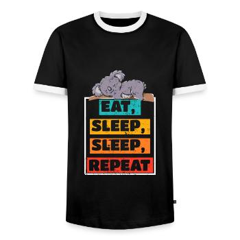Koala Australia Koala Bear Pet Food Sleeping - Men's Ringer Shirt - black/white - Front - AI Model Female 172 light (172cm) & AI Model Male 178 light (178cm)