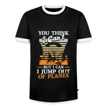 Skydiving Jumping from airplanes - Men's Ringer Shirt - black/white - Front - AI Model Female 172 light (172cm) & AI Model Male 178 light (178cm)