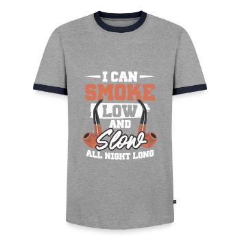 Smoking Tobacco Hashish Meth Weed Cigar Whistle - Men's Ringer Shirt - grey/navy  - Front - AI Model Female 172 light (172cm) & AI Model Male 178 light (178cm)