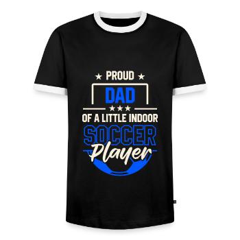 Indoor Football Father Game - Men's Ringer Shirt - black/white - Front - AI Model Female 172 light (172cm) & AI Model Male 178 light (178cm)