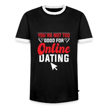 Match Valentine Boyfriend Girlfriend - Men's Ringer Shirt - black/white - Front - AI Model Female 172 light (172cm) & AI Model Male 178 light (178cm)