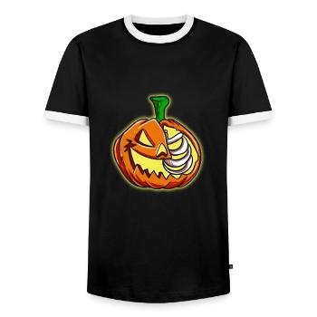 Demi citrouille Moitié squelette - T-shirt contrasté Homme - noir/blanc - Devant - AI Model Female 172 light (172cm) & AI Model Male 178 light (178cm)