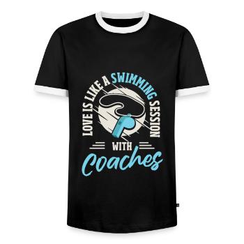 Trainer Ausbilder Coaching Schwimmen Sporttrainer - Männer Kontrast-T-Shirt - Schwarz/Weiß - Vorne - AI Model Female 172 light (172cm) & AI Model Male 178 light (178cm)
