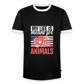 Medicine Veterinary Veterinarian Veterinarian Student - Men's Ringer Shirt - black/white - Front - AI Model Female 172 light (172cm) & AI Model Male 178 light (178cm)
