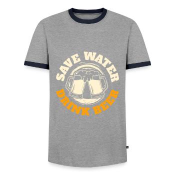Brasseur de bière - T-shirt contrasté Homme - gris/marine  - Devant - AI Model Female 172 light (172cm) & AI Model Male 178 light (178cm)