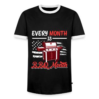 Grilling Smoking BBQ Mois Grill amateurs - T-shirt contrasté Homme - noir/blanc - Devant - AI Model Female 172 light (172cm) & AI Model Male 178 light (178cm)