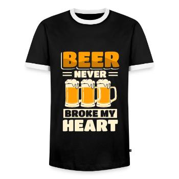 Beer Drinker Brewery - Men's Ringer Shirt - black/white - Front - AI Model Female 172 light (172cm) & AI Model Male 178 light (178cm)