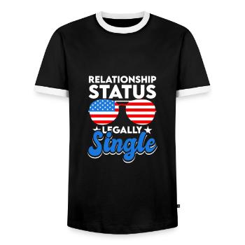 Séparation Divorcé Ex Femme Mari - T-shirt contrasté Homme - noir/blanc - Devant - AI Model Female 172 light (172cm) & AI Model Male 178 light (178cm)