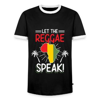Musique Jamaïque Rastafarian - T-shirt contrasté Homme - noir/blanc - Devant - AI Model Female 172 light (172cm) & AI Model Male 178 light (178cm)