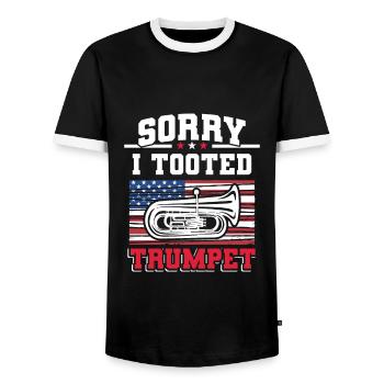 Jazz Marching Band Trompetenspieler - Männer Kontrast-T-Shirt - Schwarz/Weiß - Vorne - AI Model Female 172 light (172cm) & AI Model Male 178 light (178cm)