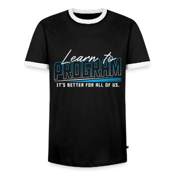 HTML Binärcode Hacking Programmierer - Männer Kontrast-T-Shirt - Schwarz/Weiß - Vorne - AI Model Female 172 light (172cm) & AI Model Male 178 light (178cm)