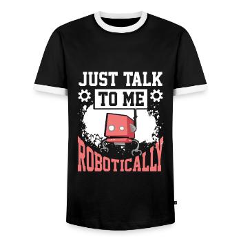Robotics Robot Engineer - Men's Ringer Shirt - black/white - Front - AI Model Female 172 light (172cm) & AI Model Male 178 light (178cm)