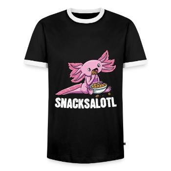 Snacksalotl Axolotl Salamandre Snaxolotl - T-shirt contrasté Homme - noir/blanc - Devant - AI Model Female 172 light (172cm) & AI Model Male 178 light (178cm)