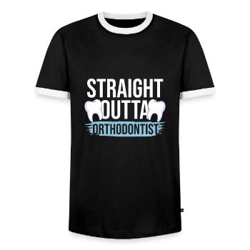 Dental hygienists Teeth Braces Orthodontics - Men's Ringer Shirt - black/white - Front - AI Model Female 172 light (172cm) & AI Model Male 178 light (178cm)