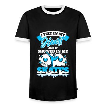 Figure Skating Figure skating - Men's Ringer Shirt - black/white - Front - AI Model Female 172 light (172cm) & AI Model Male 178 light (178cm)