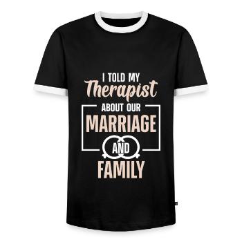 Psychotherapy Counseling Counselor - Men's Ringer Shirt - black/white - Front - AI Model Female 172 light (172cm) & AI Model Male 178 light (178cm)