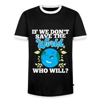 Rette die Welt Wer wird Umwelt Earth Day - Männer Kontrast-T-Shirt - Schwarz/Weiß - Vorne - AI Model Female 172 light (172cm) & AI Model Male 178 light (178cm)