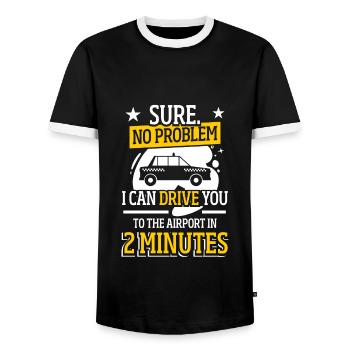 Conduite de taxi Conduite de véhicule de transport - T-shirt contrasté Homme - noir/blanc - Devant - AI Model Female 172 light (172cm) & AI Model Male 178 light (178cm)