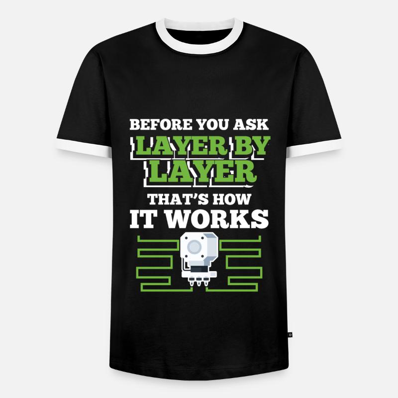 3D Printer - Men's Ringer Shirt - black/white
