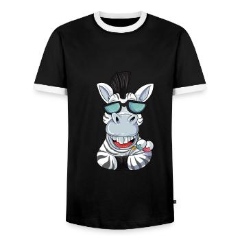 Zebra mit Sonnenbrille - Männer Kontrast-T-Shirt - Schwarz/Weiß - Vorne - AI Model Female 172 light (172cm) & AI Model Male 178 light (178cm)