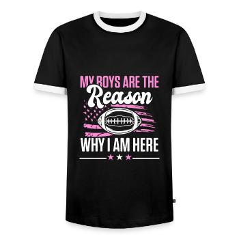 Mom Football - Men's Ringer Shirt - black/white - Front - AI Model Female 172 light (172cm) & AI Model Male 178 light (178cm)