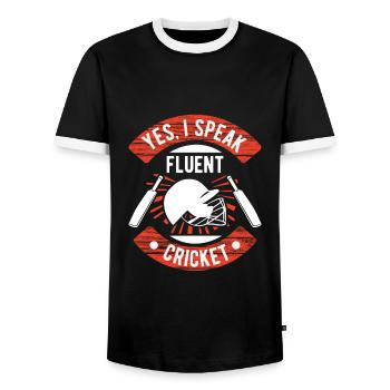 Sports d’équipe de cricket - T-shirt contrasté Homme - noir/blanc - Devant - AI Model Female 172 light (172cm) & AI Model Male 178 light (178cm)