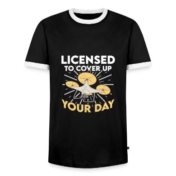 Photography Drone Filming Camera Photojournalists - Men's Ringer Shirt - black/white - Front - AI Model Female 172 light (172cm) & AI Model Male 178 light (178cm)