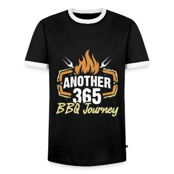 Birthday Travel 365 Grilling Barbeque Meat Smok - Men's Ringer Shirt - black/white - Front - AI Model Female 172 light (172cm) & AI Model Male 178 light (178cm)