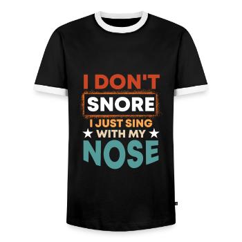 Snoring Giggling Sound Breathing Snoring - Men's Ringer Shirt - black/white - Front - AI Model Female 172 light (172cm) & AI Model Male 178 light (178cm)