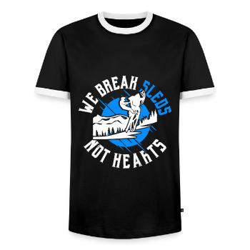 Winterabenteuer Schneemobilfahren Schneemobilfahre - Männer Kontrast-T-Shirt - Schwarz/Weiß - Vorne - AI Model Female 172 light (172cm) & AI Model Male 178 light (178cm)