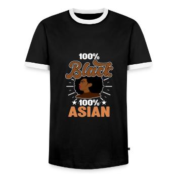 Afro Half Black Asian Blasin - T-shirt contrasté Homme - noir/blanc - Devant - AI Model Female 172 light (172cm) & AI Model Male 178 light (178cm)