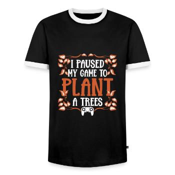 Nature Day Planting Trees Earth Day Environment - Men's Ringer Shirt - black/white - Front - AI Model Female 172 light (172cm) & AI Model Male 178 light (178cm)