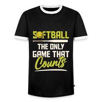 Athlètes de softball - T-shirt contrasté Homme - noir/blanc - Devant - AI Model Female 172 light (172cm) & AI Model Male 178 light (178cm)