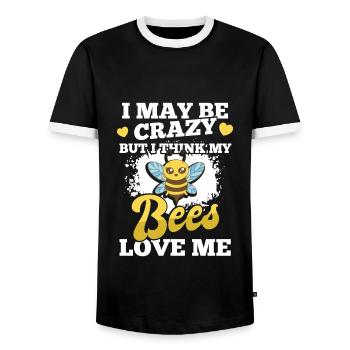 Meine Bienen lieben mich Honigliebhaber Honigwaben - Männer Kontrast-T-Shirt - Schwarz/Weiß - Vorne - AI Model Female 172 light (172cm) & AI Model Male 178 light (178cm)