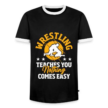 Wrestling Wrestling Fight - Men's Ringer Shirt - black/white - Front - AI Model Female 172 light (172cm) & AI Model Male 178 light (178cm)