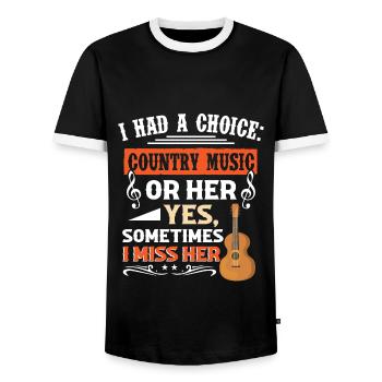 Music Musical Western Folk Music Lover Musician - Men's Ringer Shirt - black/white - Front - AI Model Female 172 light (172cm) & AI Model Male 178 light (178cm)